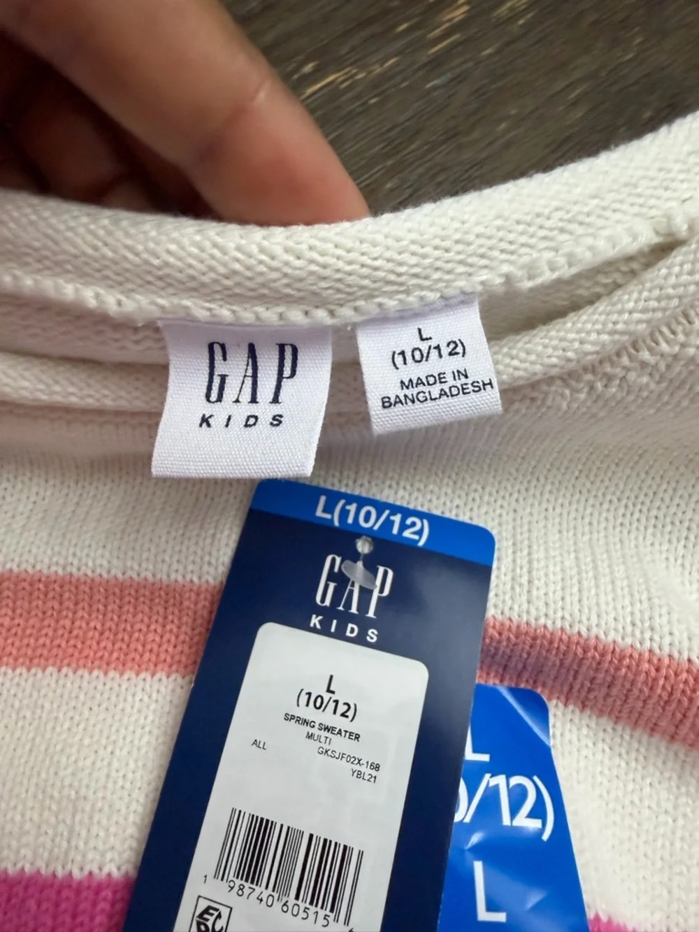 Gap Kids Spring Sweater Girl Stripes Size L(10-12) Crop Casual Modern  NWT